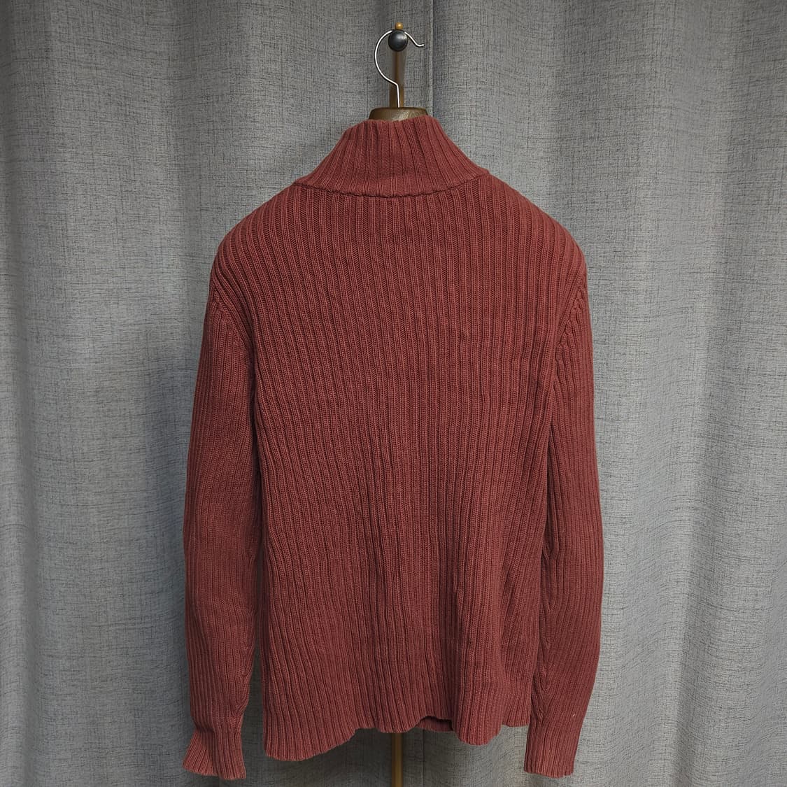 M ) GAP 남성 비대칭 케이블 니트 집업 빈티지 레드 상품이미지3