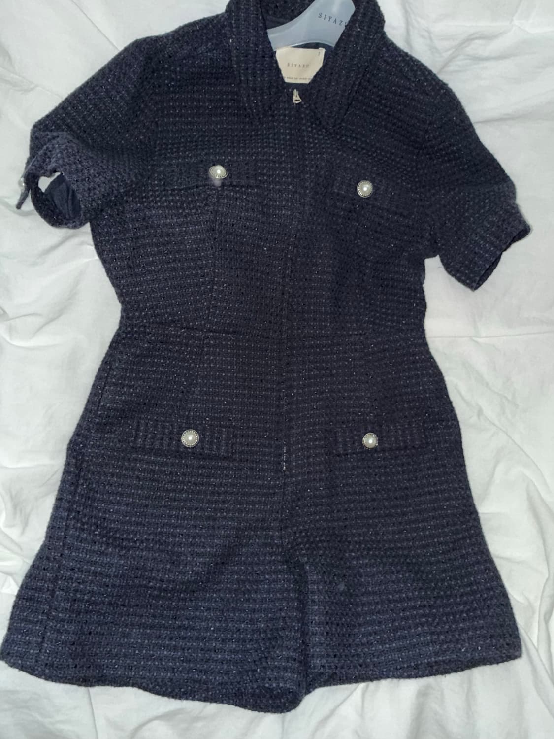 시야쥬 트위드 점프수트 네이비 상품이미지5