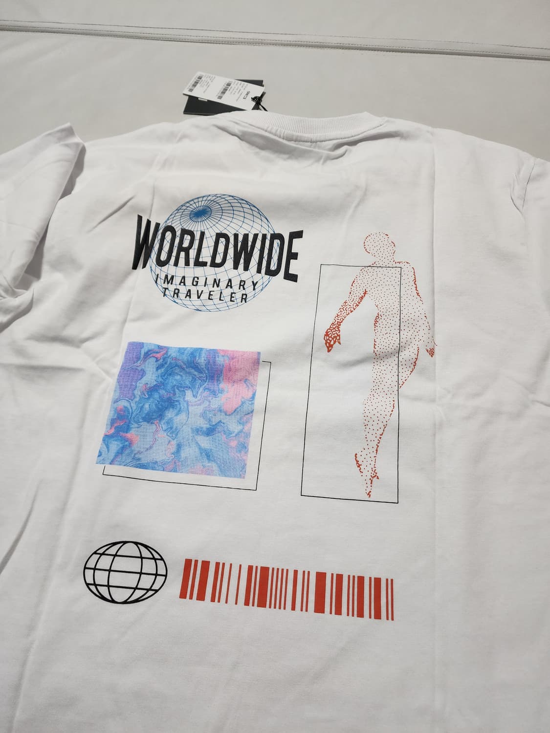 스위브반팔티셔츠화이트L 상품이미지5