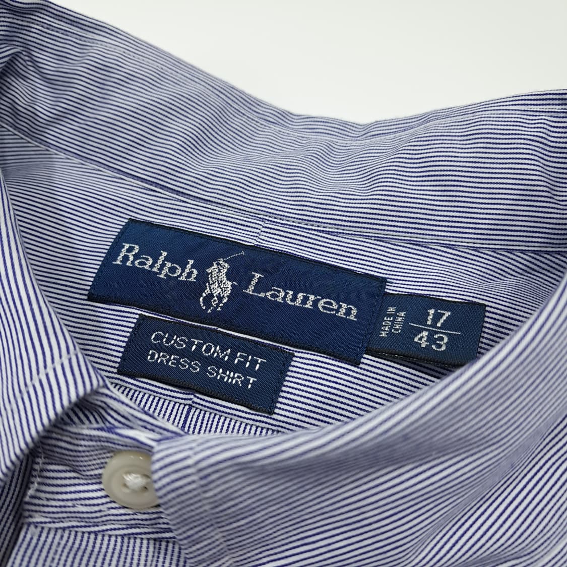 CL956 L 폴로 커스텀핏 다크네이비 핀스트라이프 드레스셔츠 상품이미지3