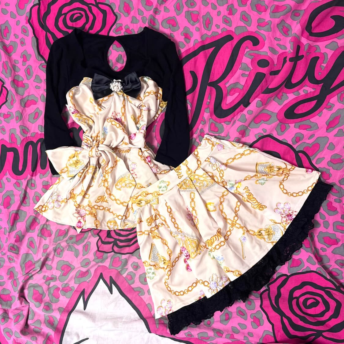 MA*RS마즈 쥬얼리 체인 크라운 프릴레이스 리본 셋업 히메오네갸루 핀터 상품이미지1