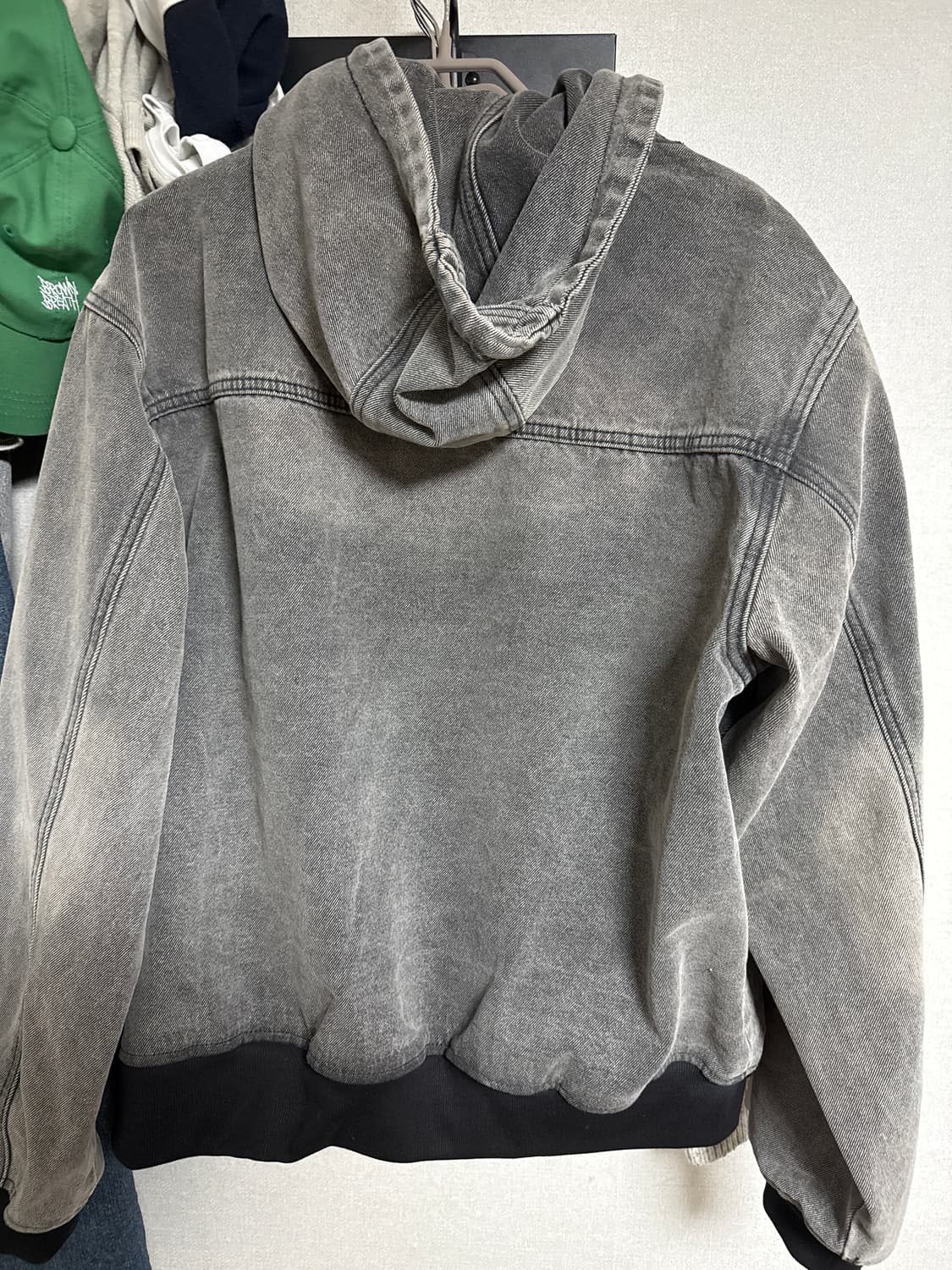 트릴리온 빈티지 워싱 데님 후드집업 라이트 그레이 상품이미지2