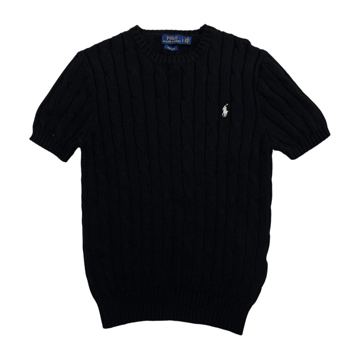 폴로 랄프로렌 화이트포니 블랙 꽈배기 반팔니트 L 상품이미지2