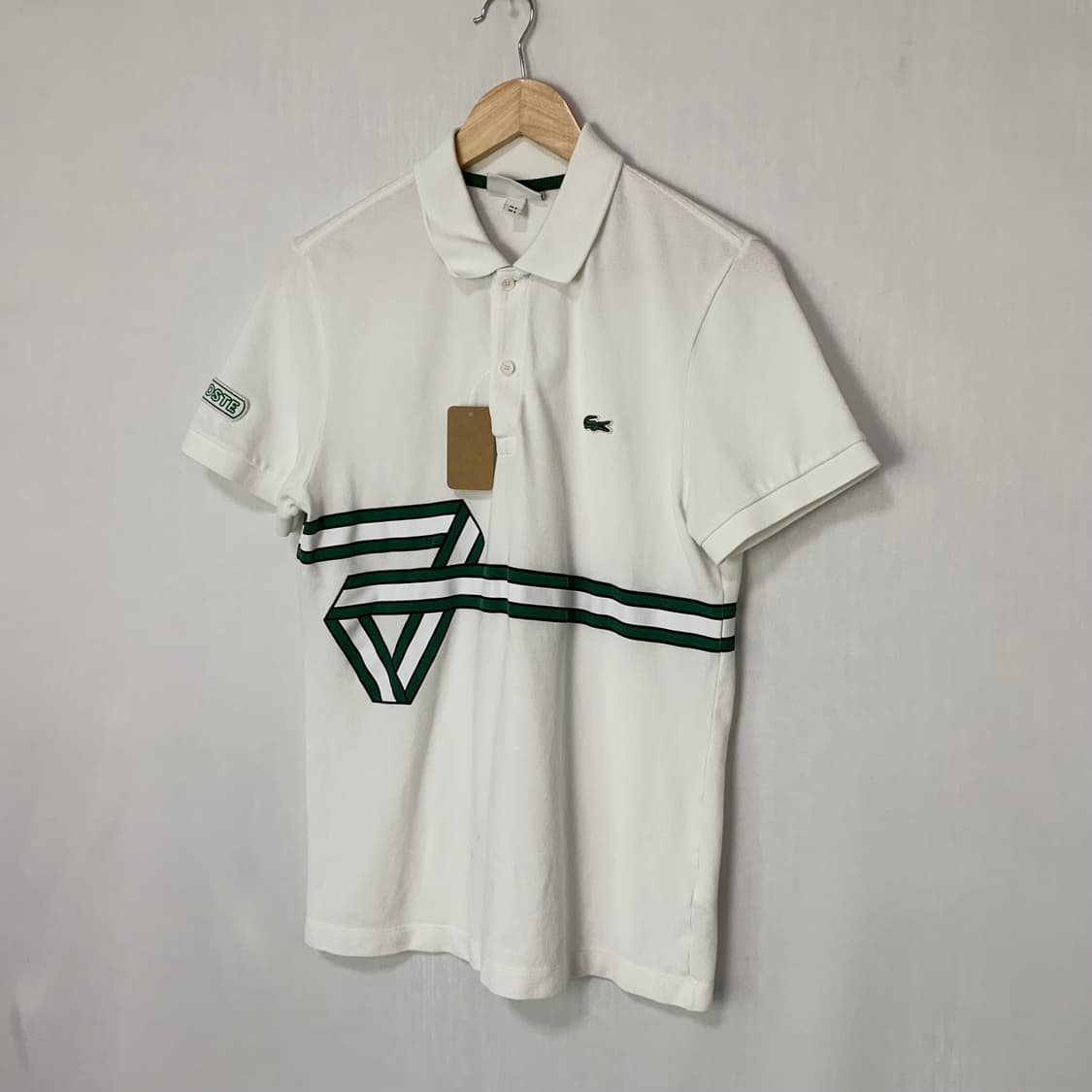 라코스테 화이트 그린 반팔 폴로티 카라 티셔츠 남성 S 남녀공용 상품이미지2