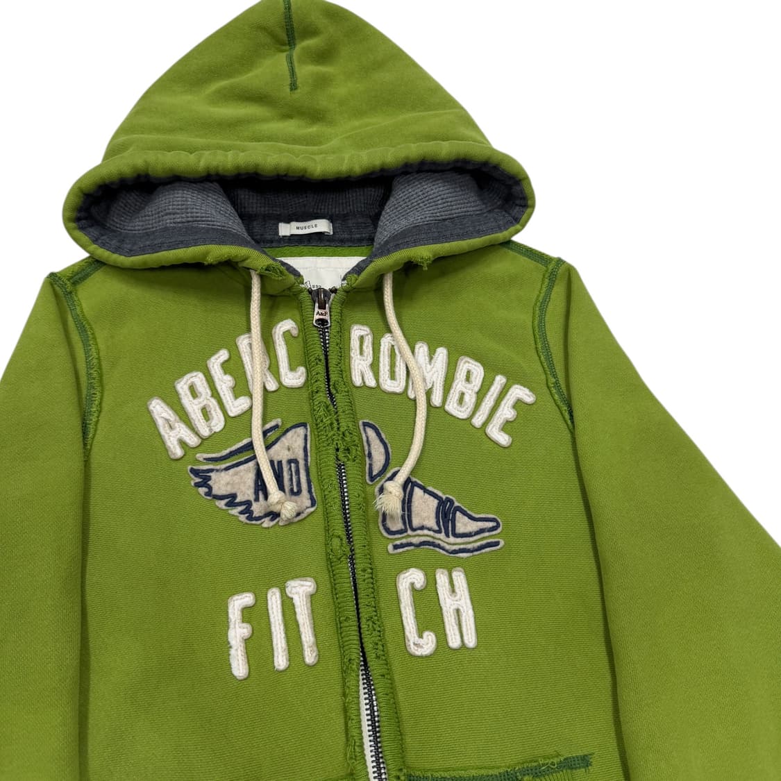 아베크롬비 빈티지 양홍원 그린 데미지 Y2K 후드집업 자켓 M 상품이미지2