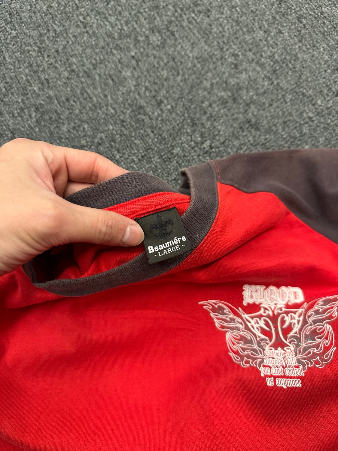 L) Beaumere 빈티지 프린팅 래글런 롱슬리브 긴팔티 상품이미지4