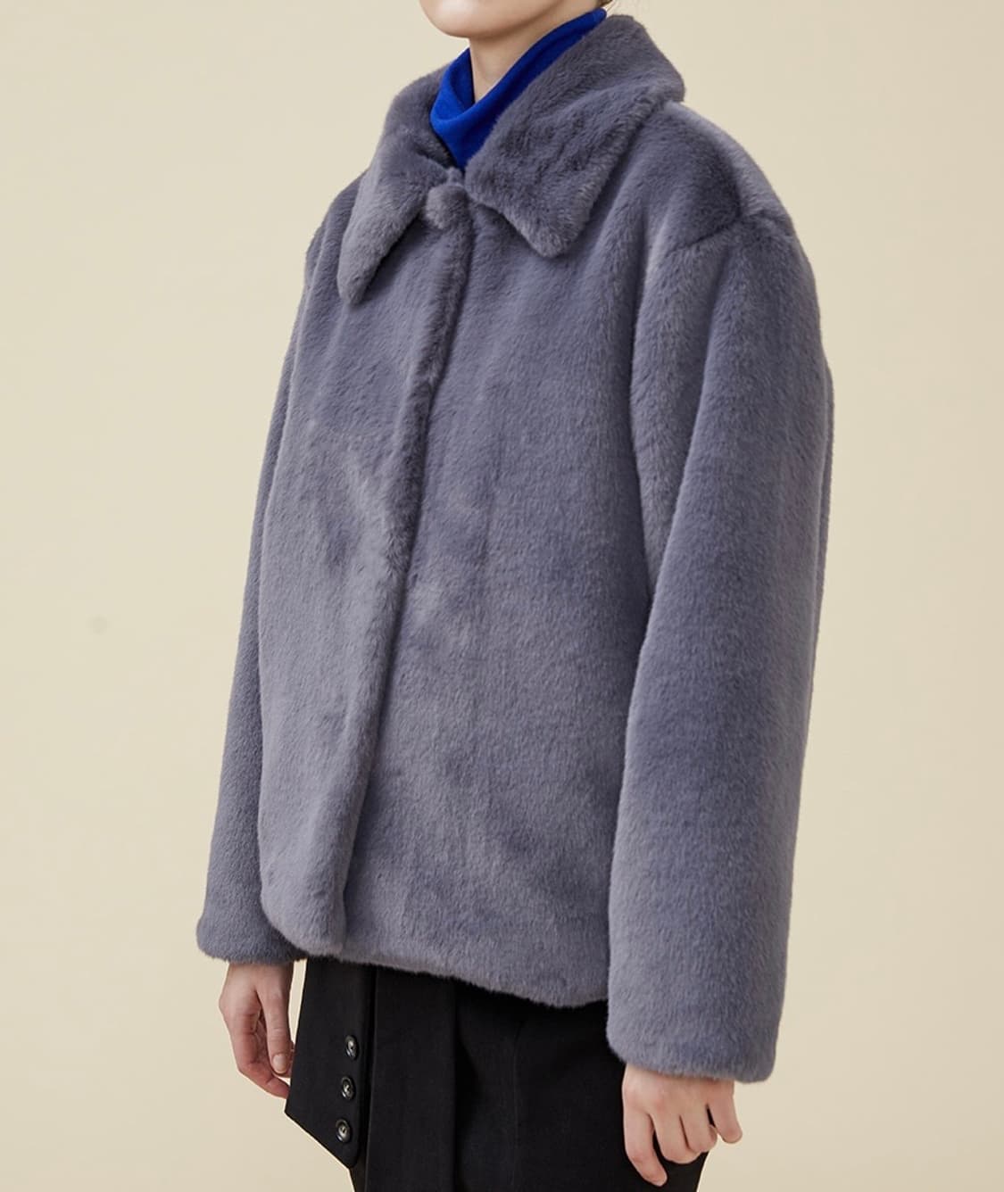 딥블루 카라 퍼자켓 상품이미지1