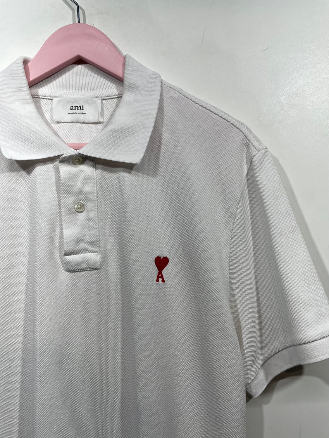 아미 스몰 하트 화이트 반팔 폴로티 상품이미지3