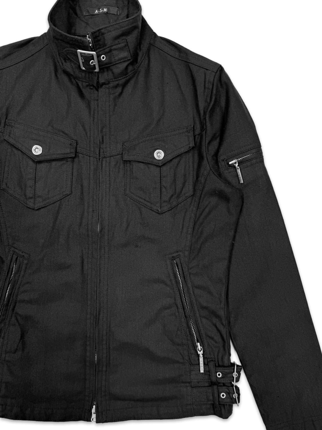 빈티지 A.S.M 블랙 벨트 슬림 라인 라이더 자켓 상품이미지2
