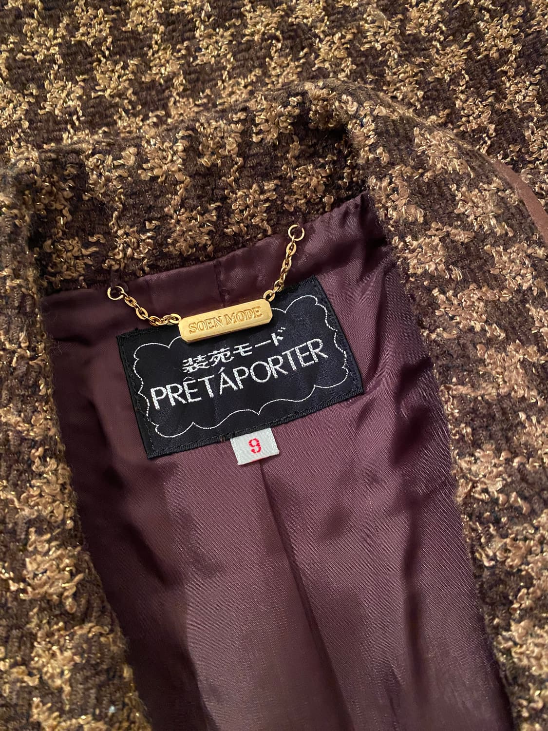 Retro Houndstooth Chocolate Check Jacket 상품이미지7