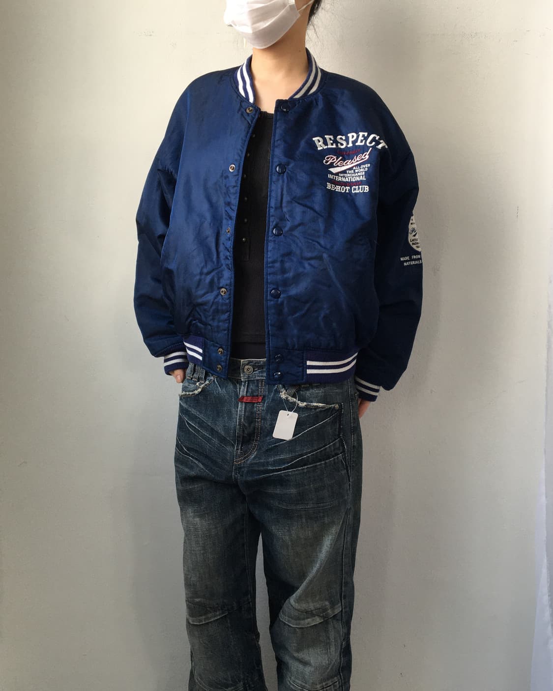 Lettering point bomber jacket 상품이미지9