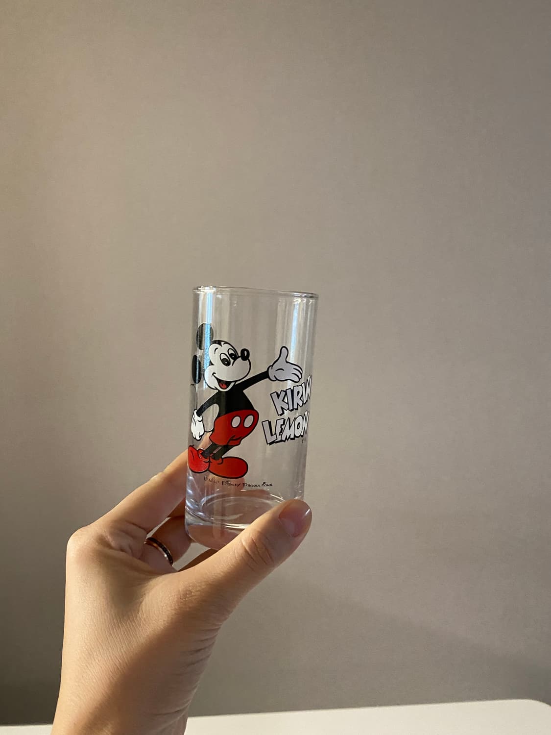 빈티지 기린 레몬 미키마우스 유리컵 상품이미지2