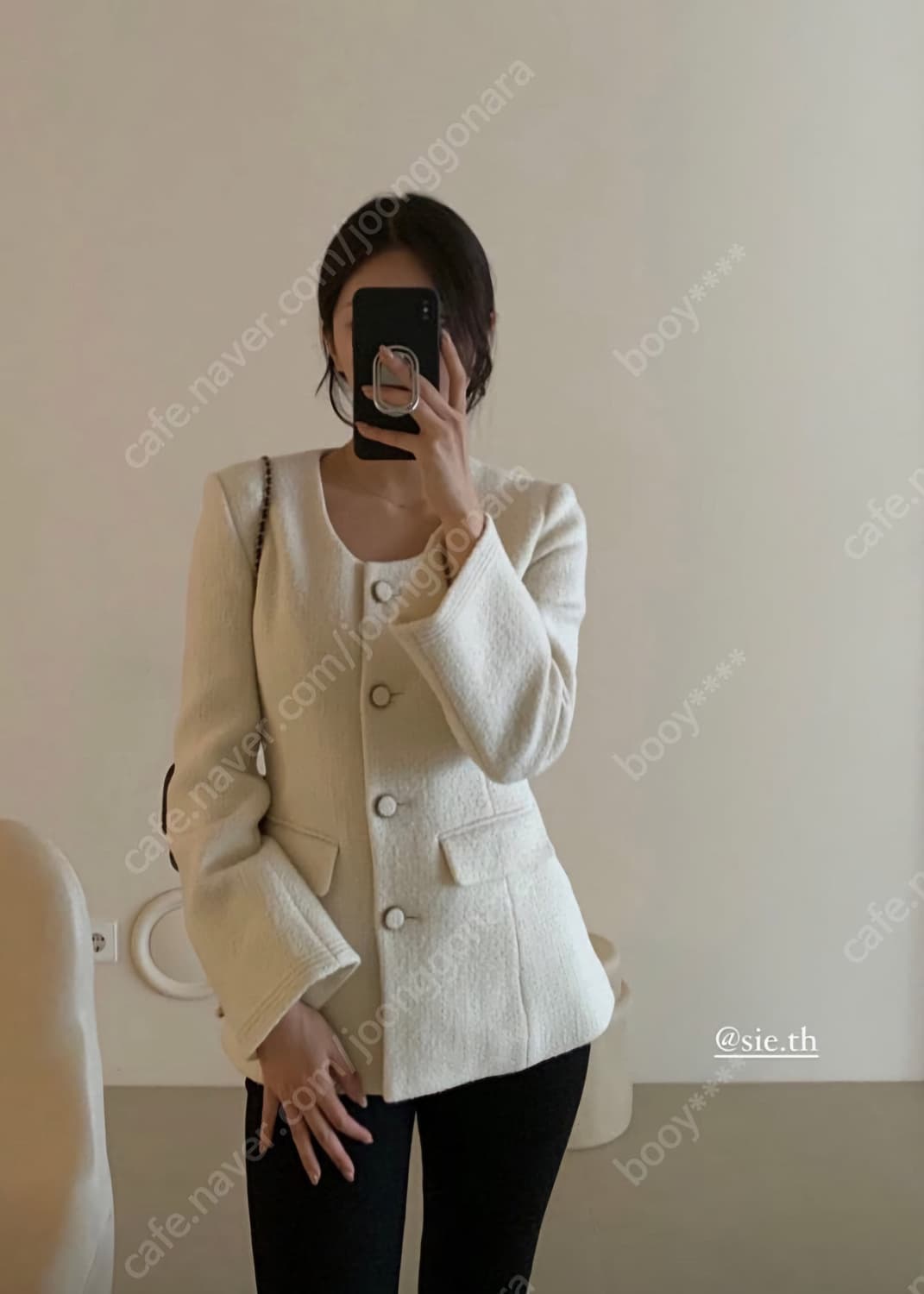 비아 스쿱넥 재킷 / 블랙믹스 / 미디기장 상품이미지4