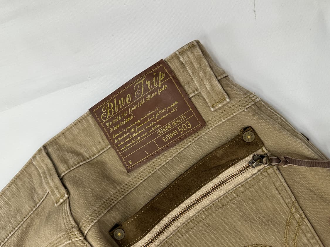 에드윈 체크 베이지 코튼 데님 팬츠 시티보이 아메카지 일본 빈티지 32 상품이미지7