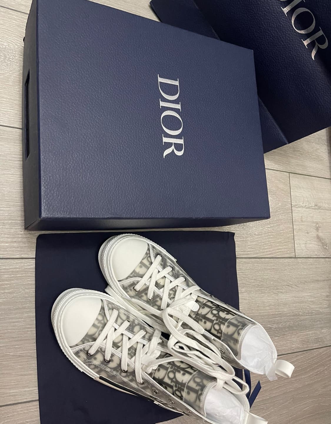 디올 B23 하이 디올 오블리크 캔버스 화이트 & 블랙 상품이미지2