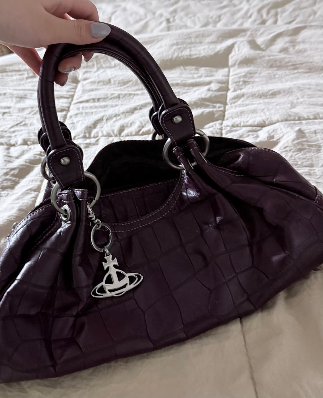 빈티지 에스콰이아 퍼플 보라 버건디 와인색 토트백 숄더백 상품이미지3