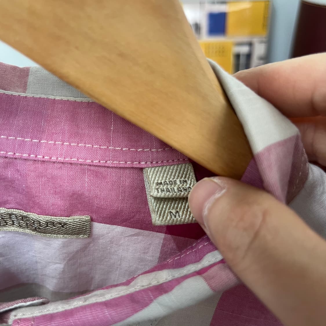 버버리 버튼다운 체크 셔츠 M 상품이미지4