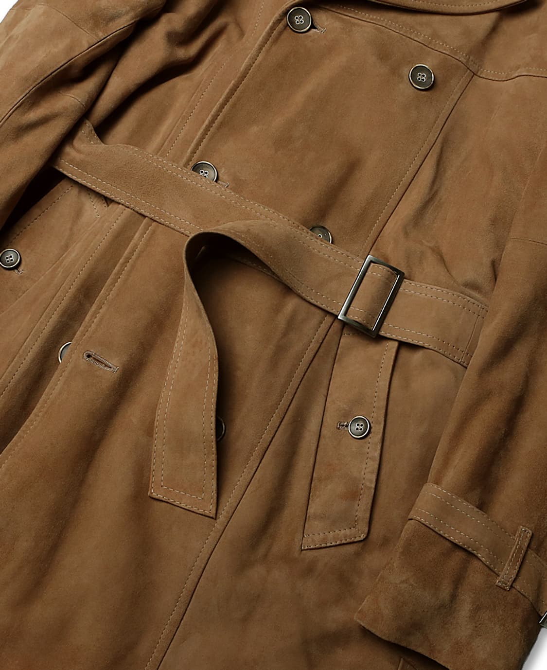 엠메띠 [Emmeti] 무통 카멜 염소 스웨이드 가죽 벨트 더블 코트 상품이미지3