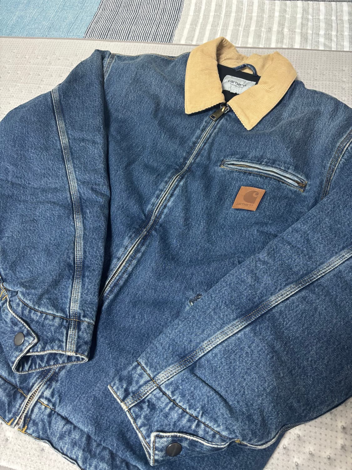 칼하트 WIP Og 디트로이트 자켓 블루 더스티 해밀턴 브라운 M 상품이미지4