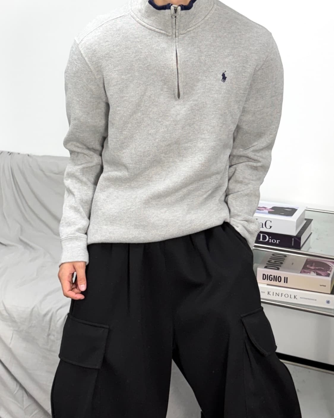 폴로 랄프로렌 라이트 그레이 하프집업 XL 상품이미지2