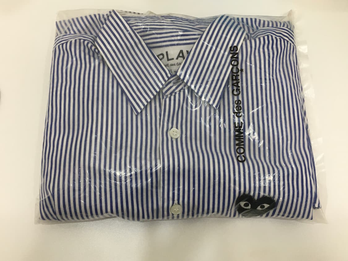 꼼데가르송 플레이 스트라이프 블랙 하트 셔츠 블루 상품이미지2