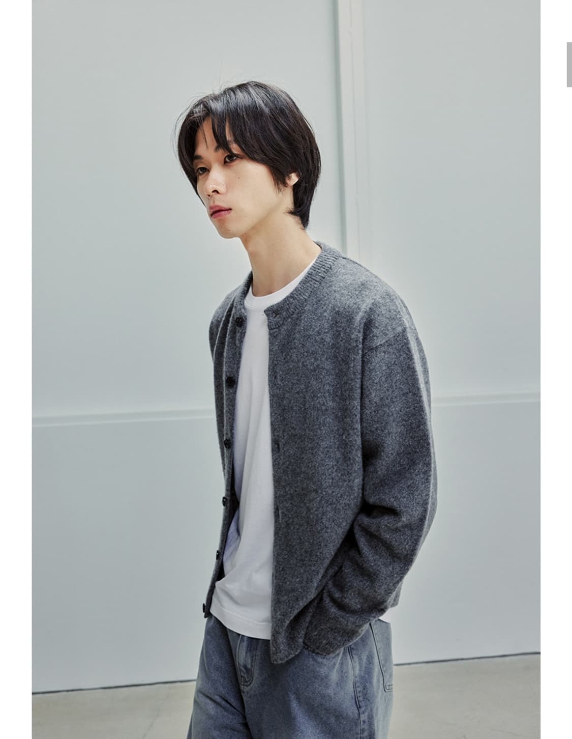 유니온블루 오로라 알파카 크롭 가디건 멜란지그레이 (XXL) 상품이미지2