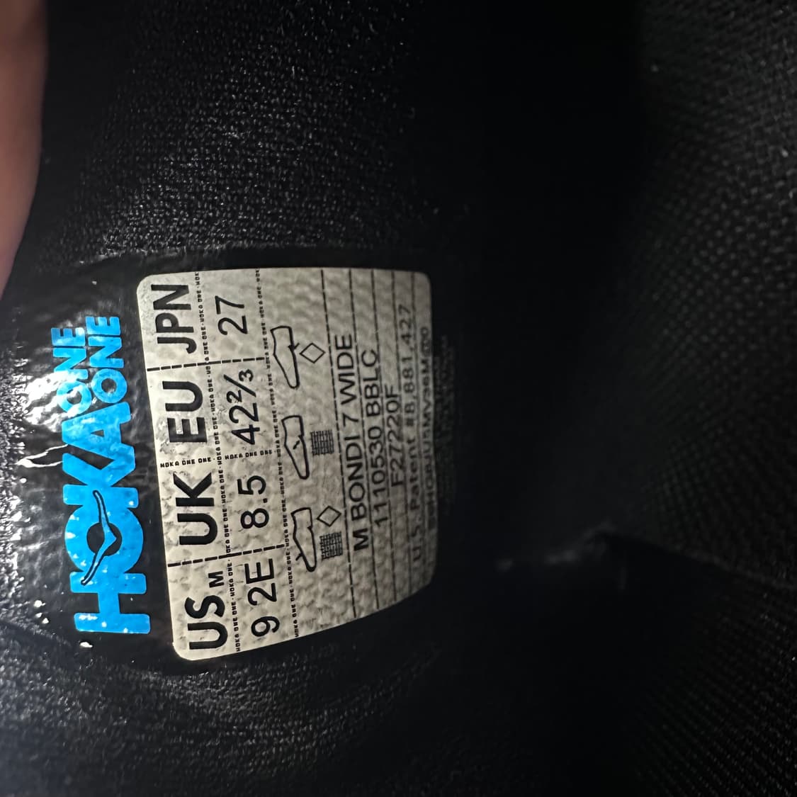 HOKA 호카 본디 7 와이드 블랙 러닝화 270사이즈 상품이미지6