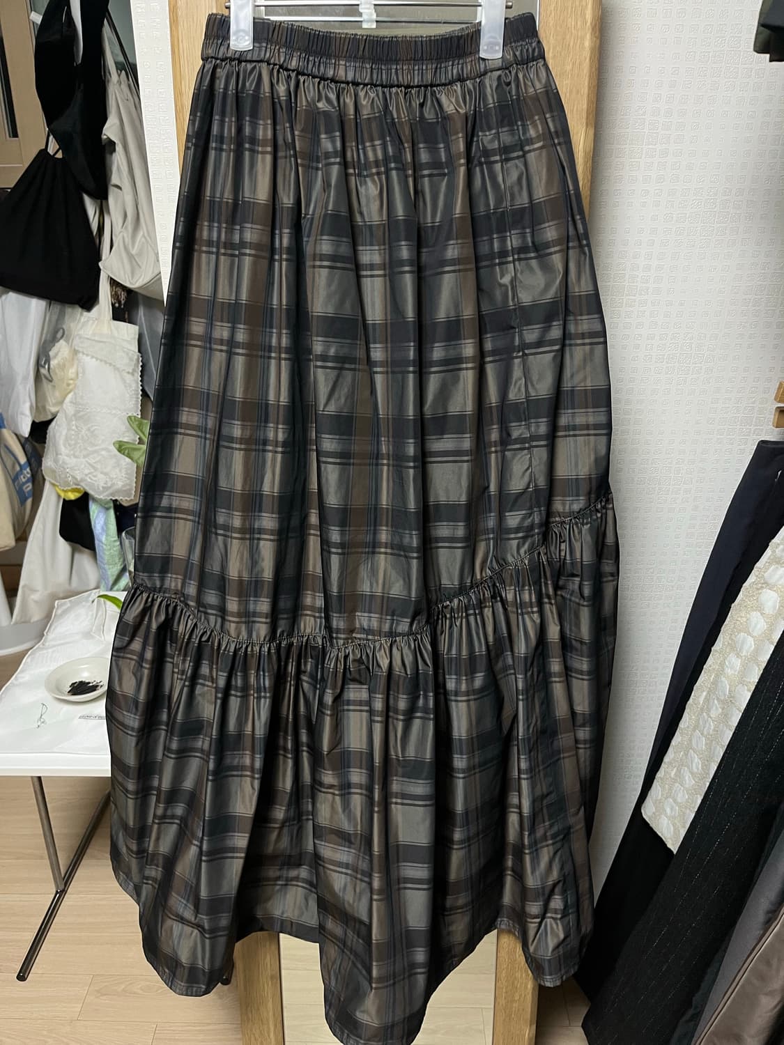 모노하 체크 티어드 스커트 monoha check tiered skirt 상품이미지4