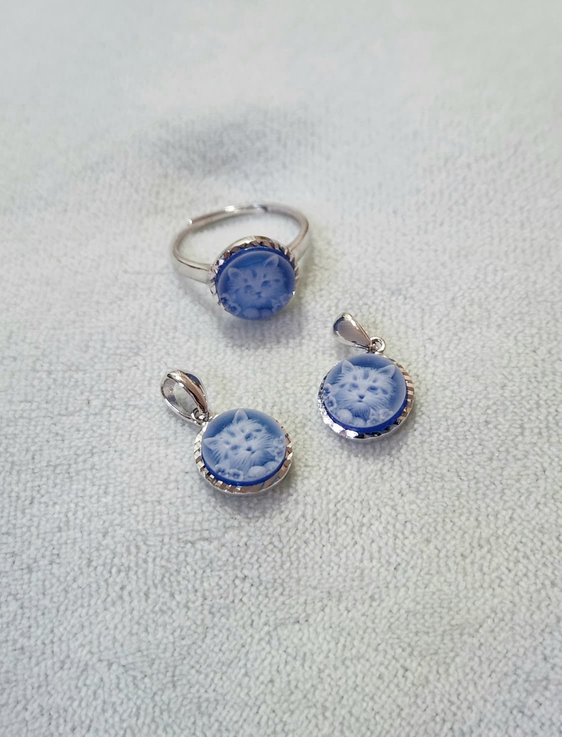 고양이 아게이트 카메오 펜던트, 반지 상품이미지1