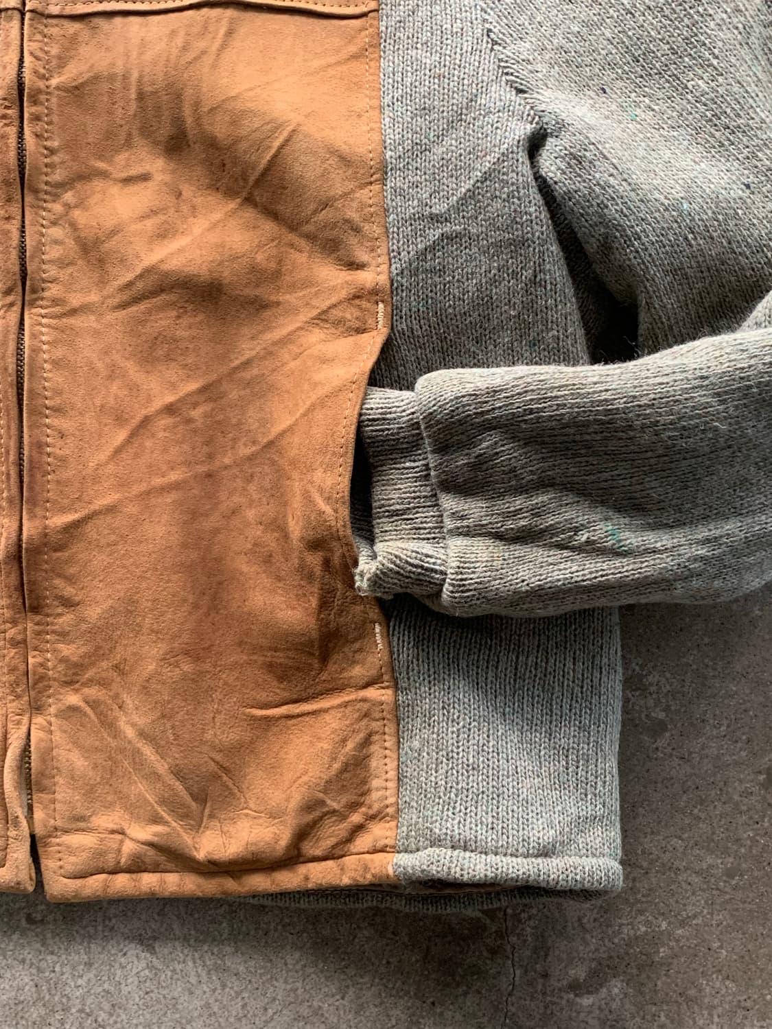 60-70s 타운크래프트 by Penney’s 울 레더 스위칭 카디건 상품이미지7