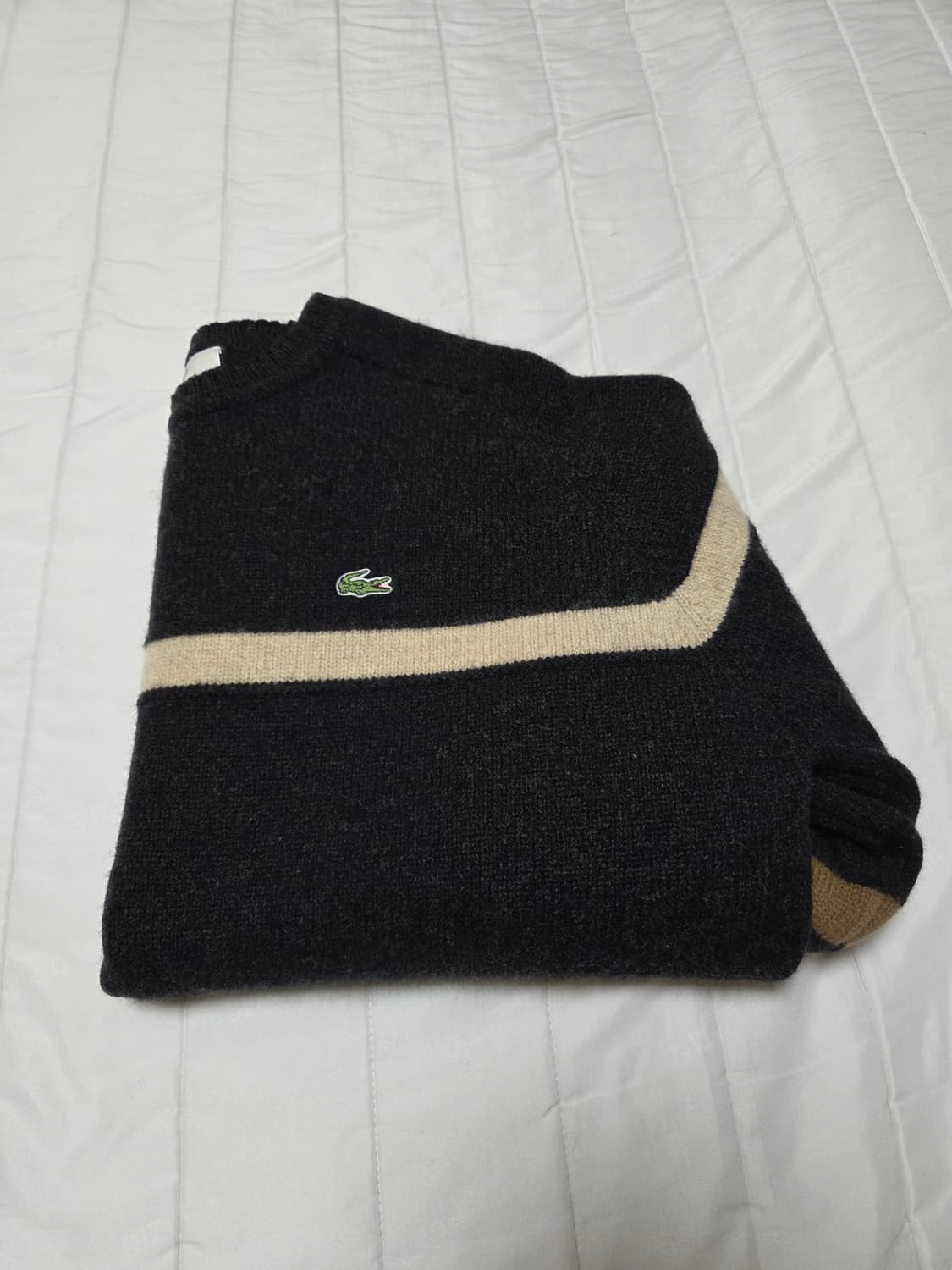 [95]90s 라코스테 울니트 퓨어뉴울100 차콜스트라이프 상품이미지10