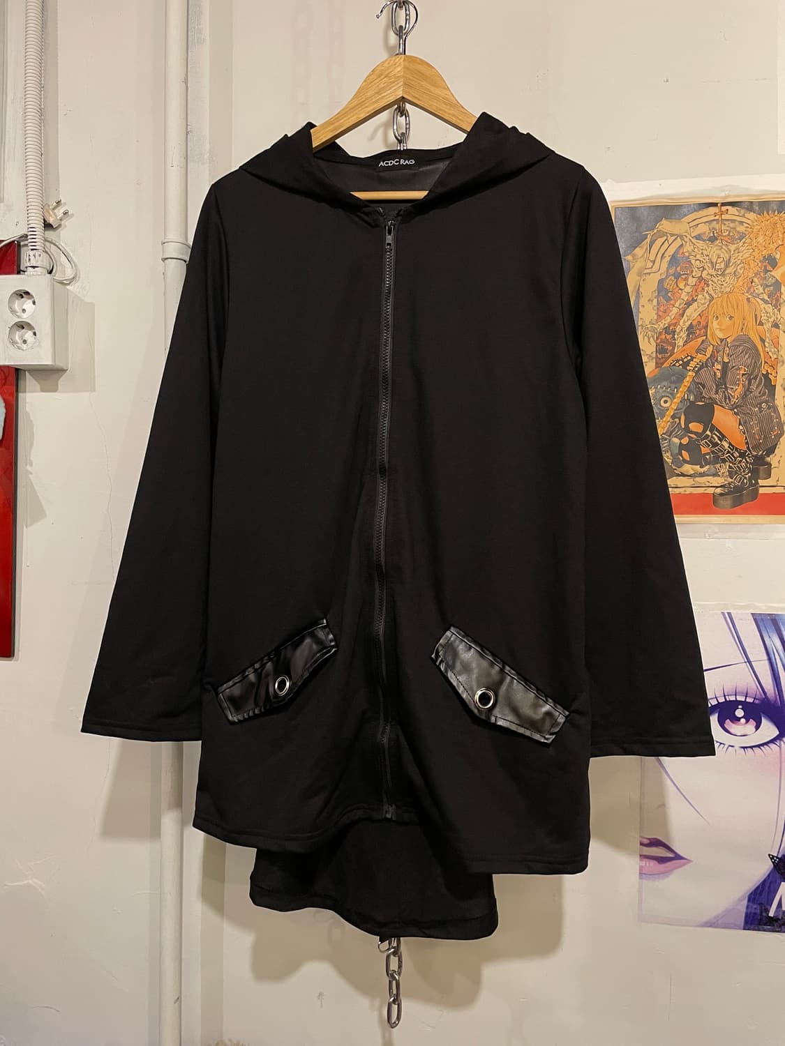 acdc rag 링 스터드 가죽 스트랩 후드집업 펑크 상품이미지3