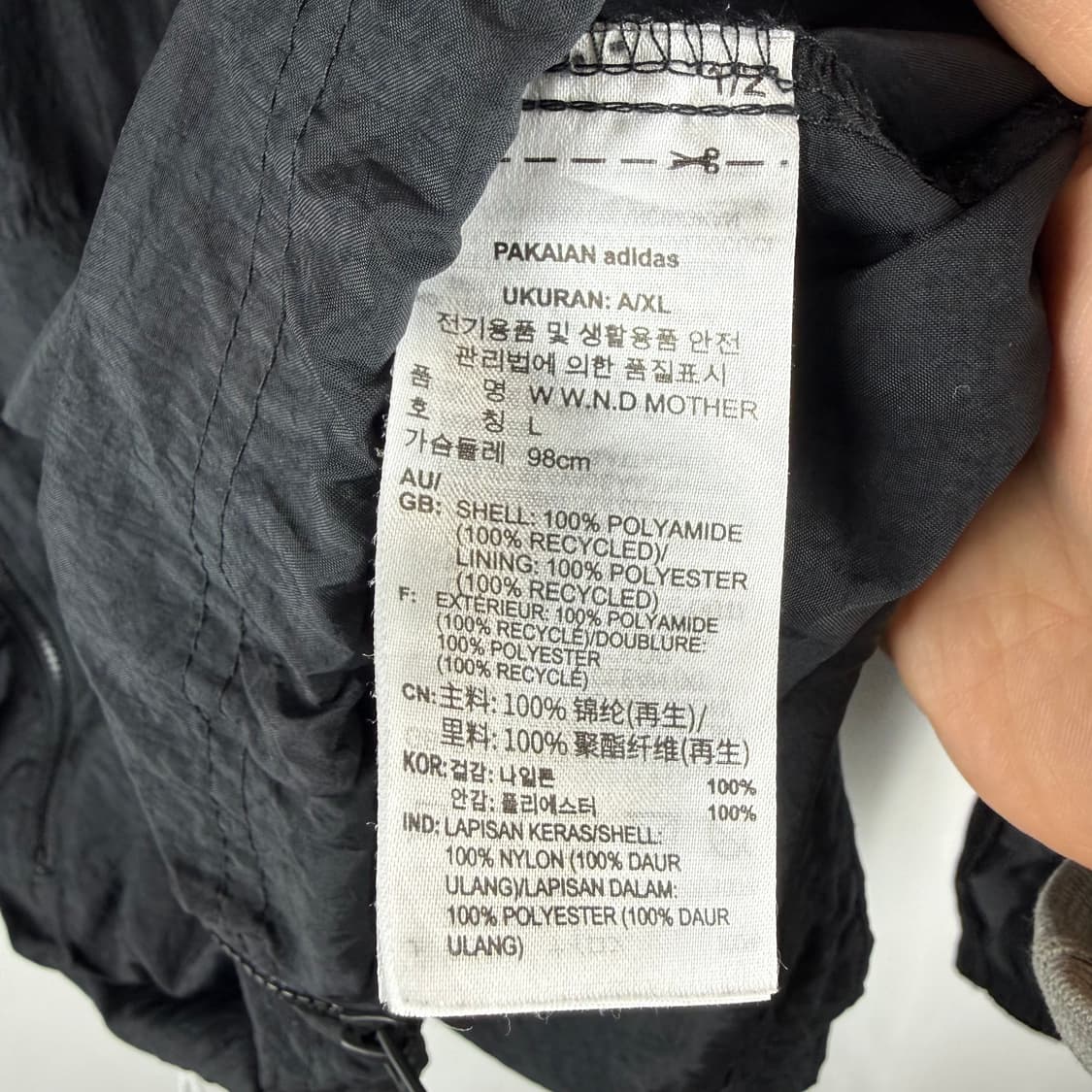 L) 아디다스 삼선 오버핏 윈드브레이커 바람막이 블랙 상품이미지5