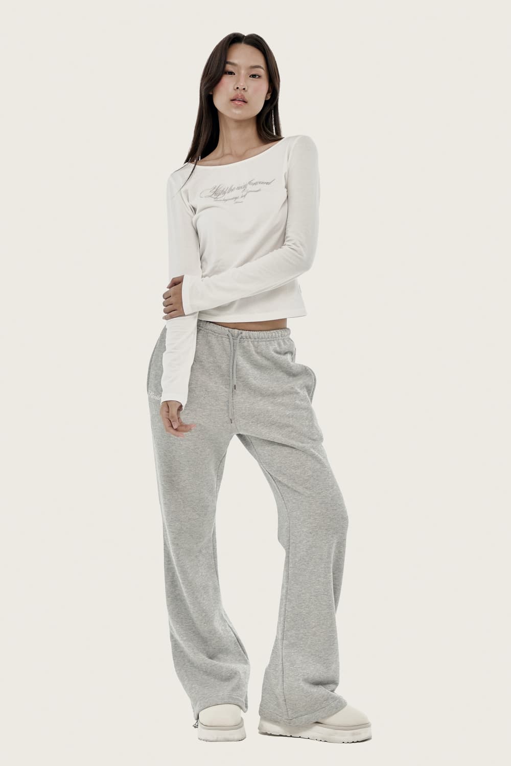 클리시어 베이직 로고 스트링 투웨이 팬츠 그레이 상품이미지1