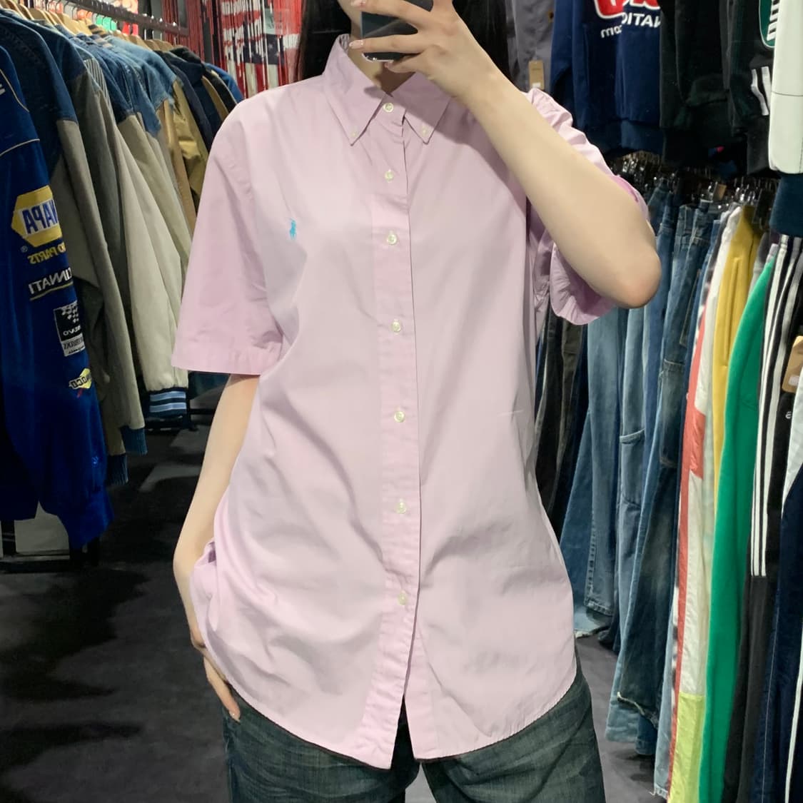 [IM] 폴로 랄프로렌 반팔 스트라이프 셔츠 핑크 상품이미지1