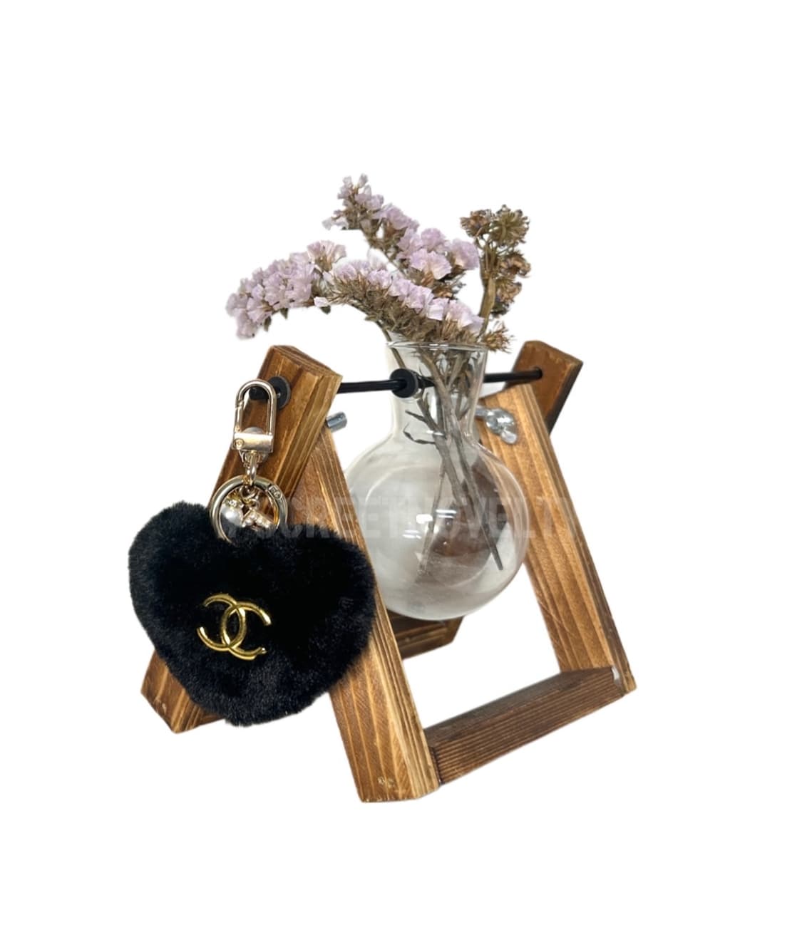 넬 하트 폼폼이 키링 블랙 상품이미지1