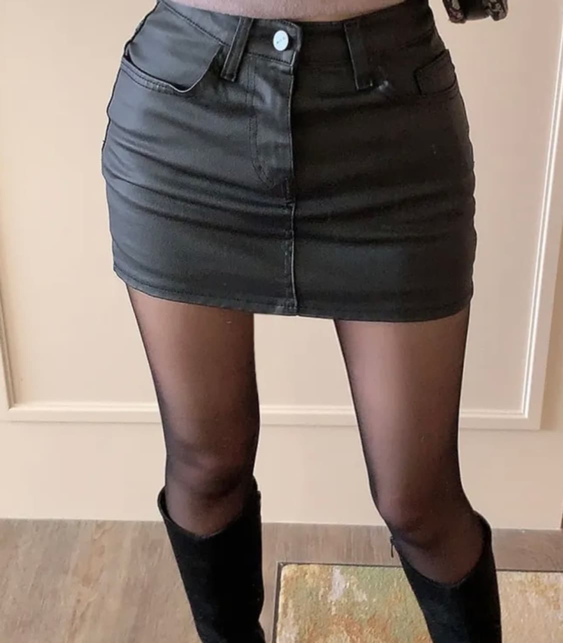 코팅 레더 치마바지 상품이미지1