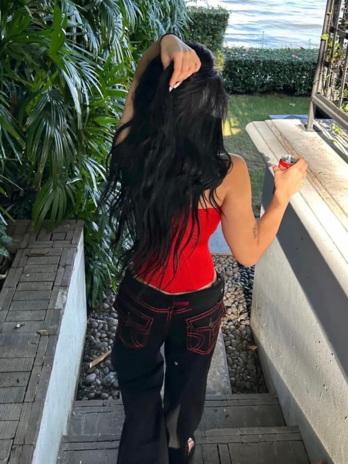 [ONE SIZE] Toh 체리 스티치 로우 라이즈 데님 팬츠 상품이미지4