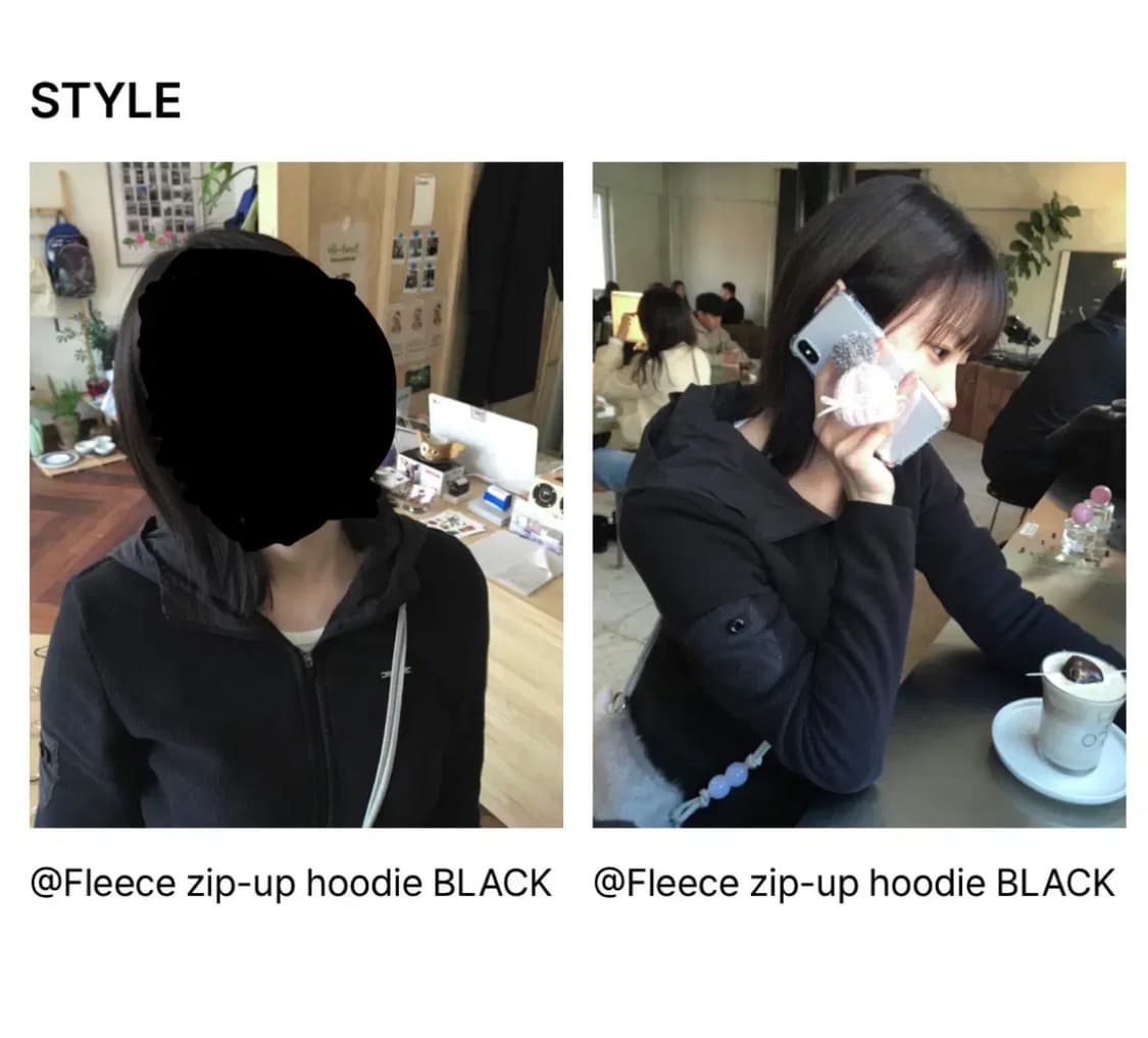 미세키서울 Fleece zip-up hoodie 블랙 / 후리스 집업 상품이미지3