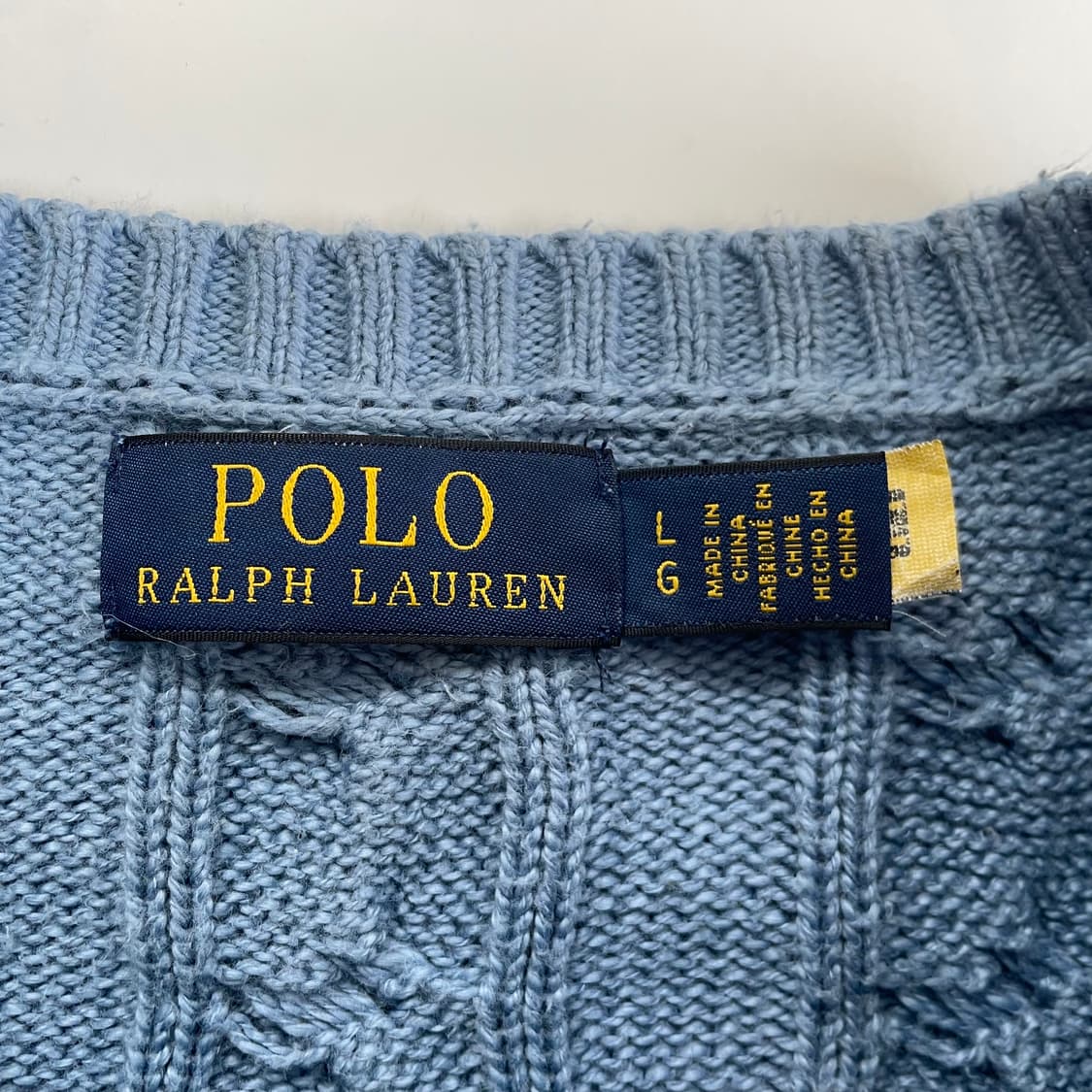 Polo  폴로 랄프로렌 Qr신형 워시드 블루 꽈배기 니트 상품이미지3