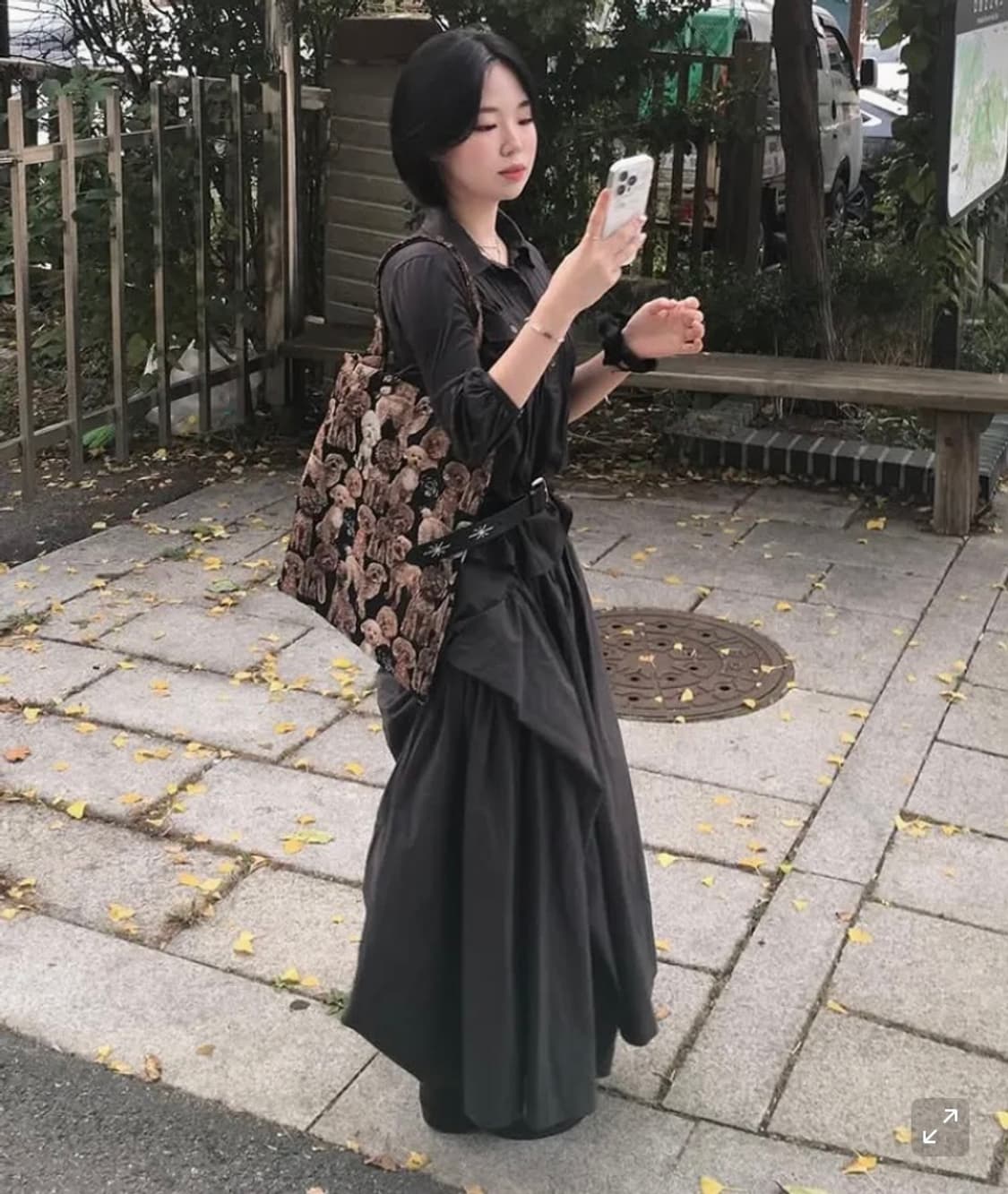 새상품) 플레어업 드레이프 레이어드 롱 스커트 차콜 품절 상품이미지3