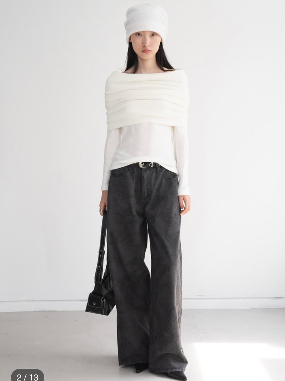 Paisley Cotton Wide Pants Charcoal 상품이미지3