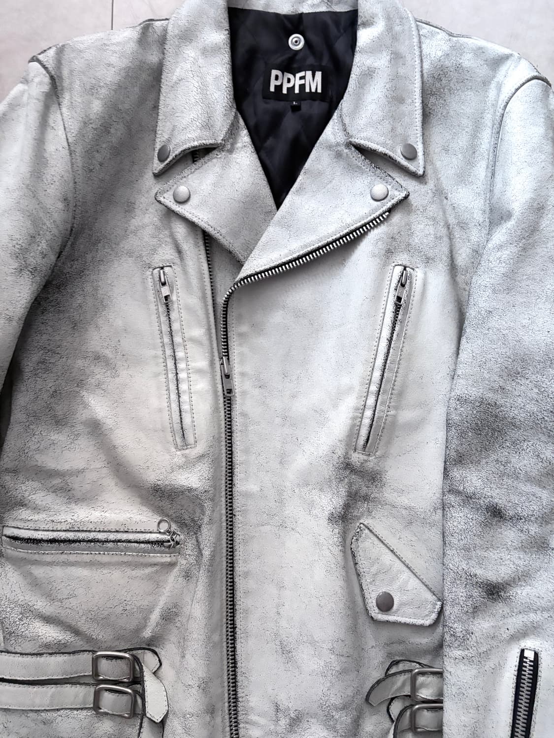 Y2K PPFM Distressed Leather Rider Jacket 상품이미지6