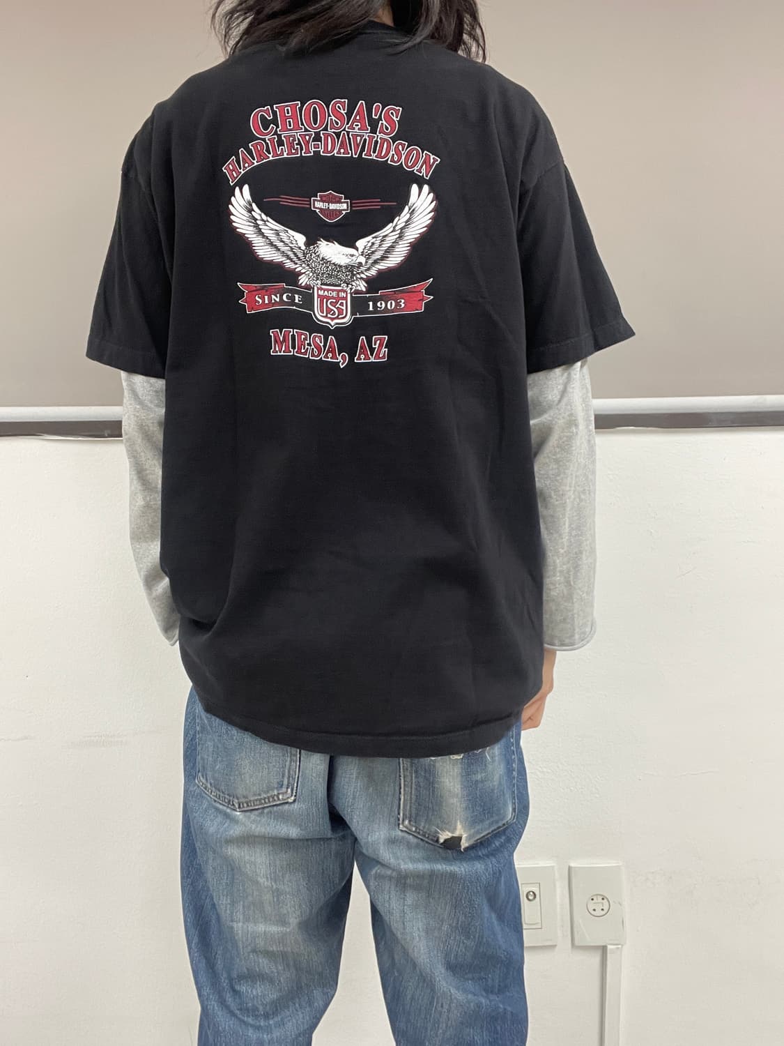 [XL] 00s made USA 할리데이비슨 숏 슬리브 반팔 티셔츠 상품이미지9