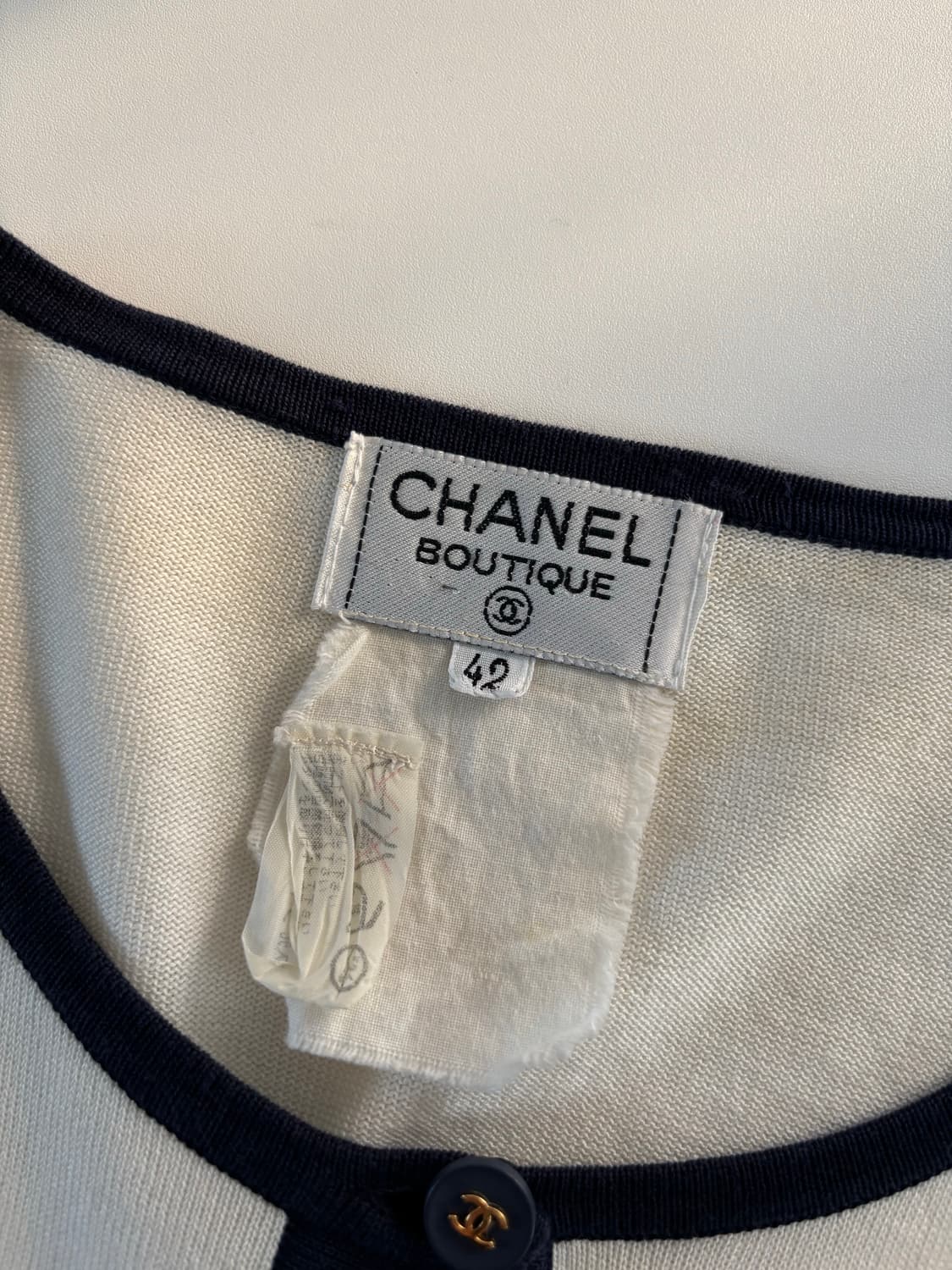 Chanel 샤넬 90s 아이보리 스트라이프 니트 가디건 상품이미지7