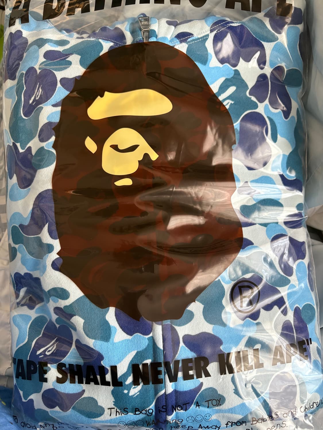 Bape ABC 블루 샤크 카모 풀 집업 후드 L사이즈 상품이미지3