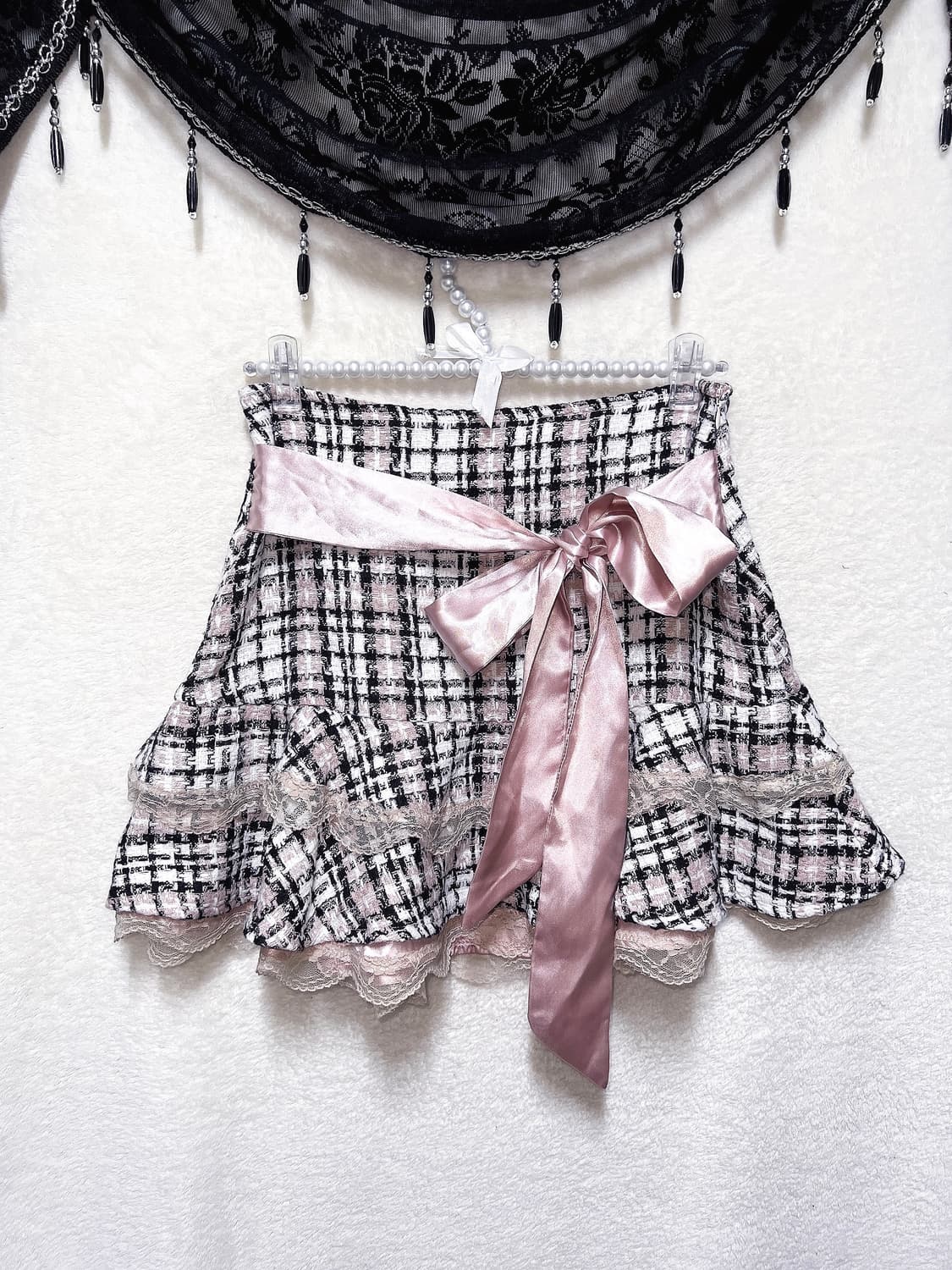 트랄라라 리즈리사 로맨틱갸루 로걀 히메 핀터 핑크 프릴레이스 리본 스커트 상품이미지2