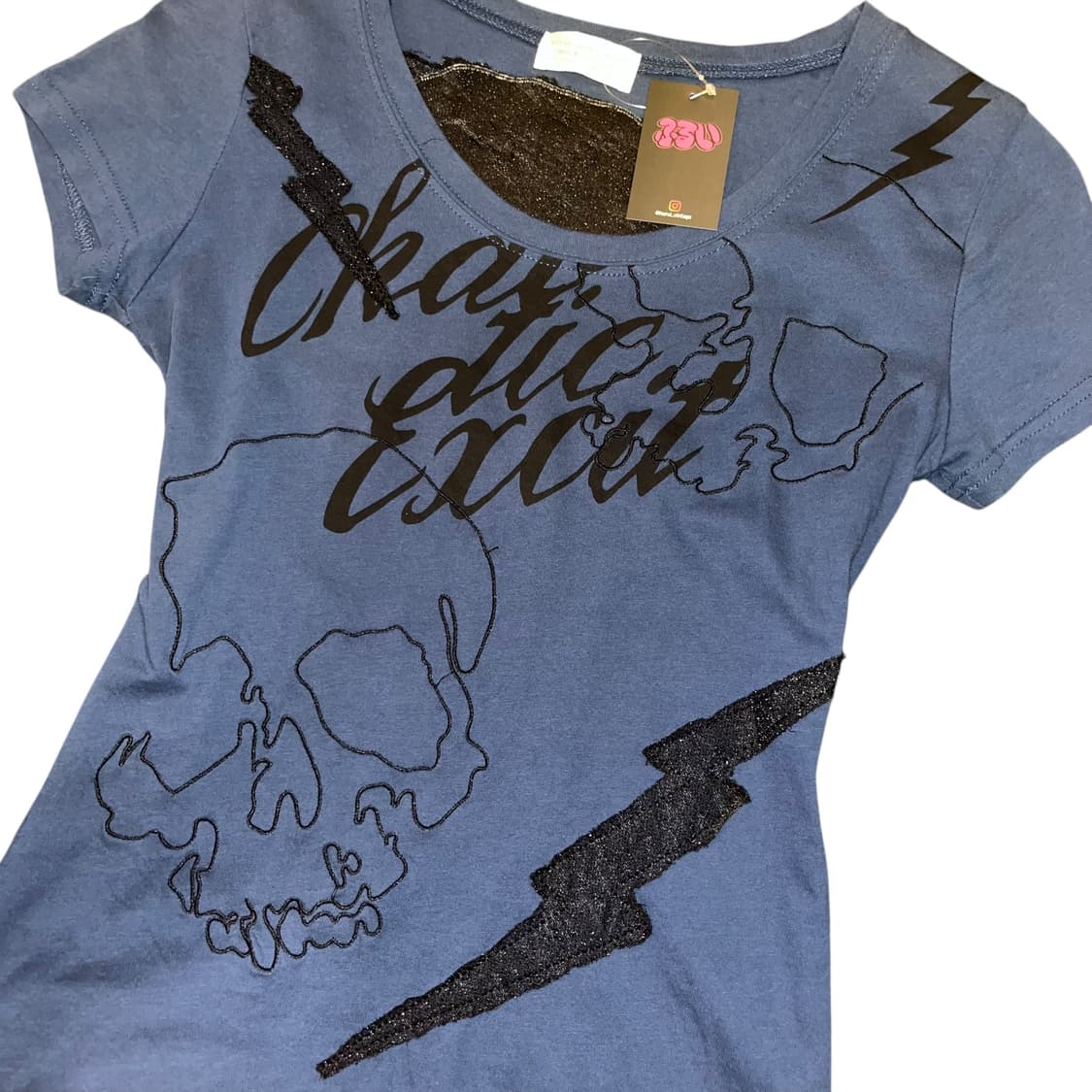 해골 번개 패치 자수 프린팅 반팔티 펑크y2k갸루 상품이미지4