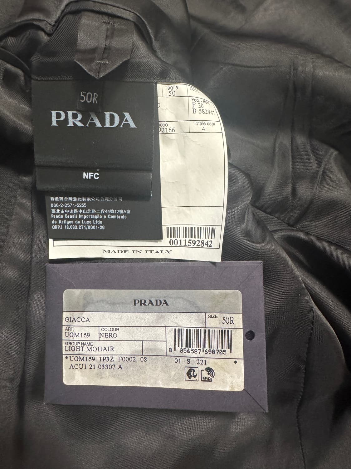 프라다 / 싱글 브레스티드 울 모헤어 자켓 블랙 / 50R 상품이미지10