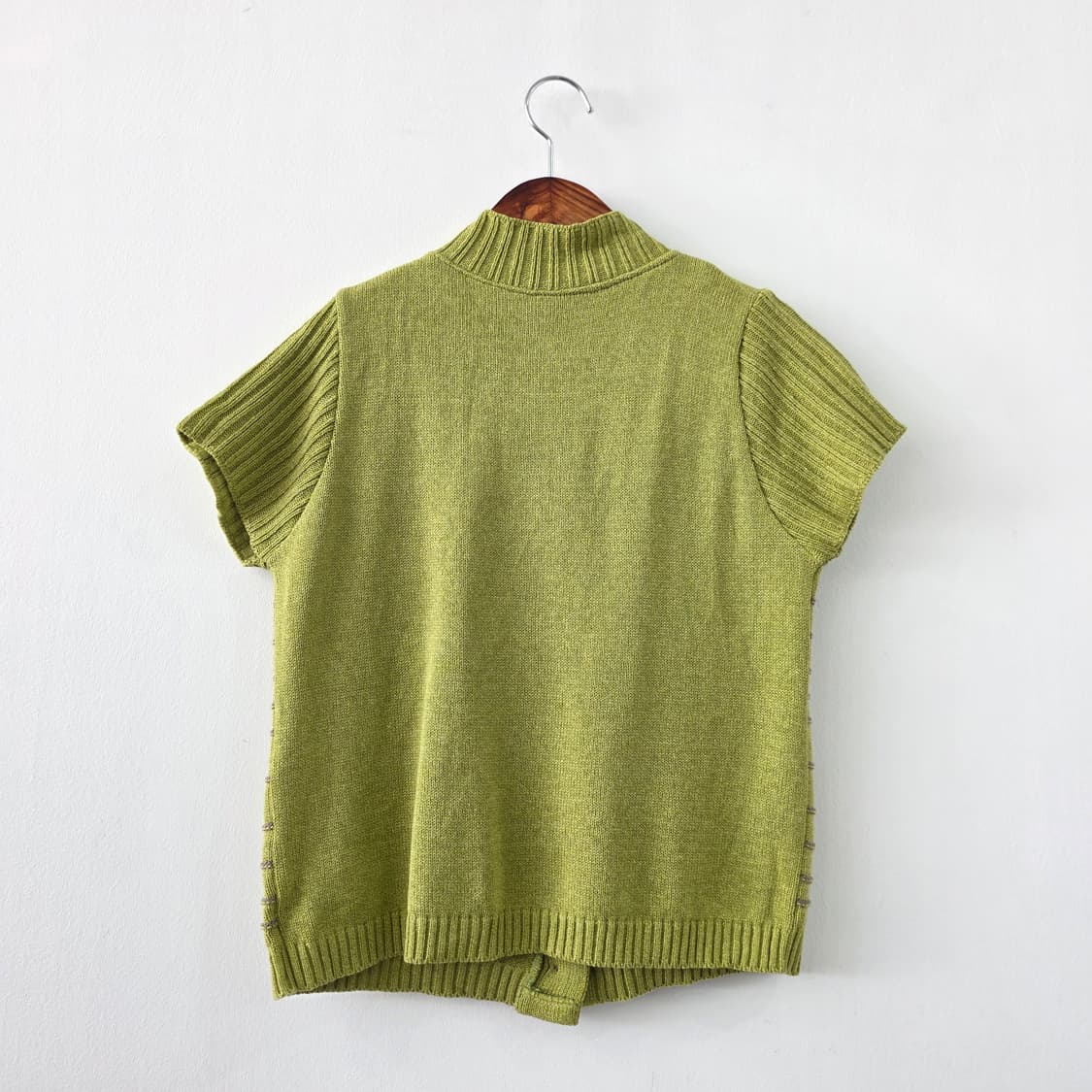 VIRGO 라이트 그린 스트라이프 니트 반팔 가디건 상품이미지2